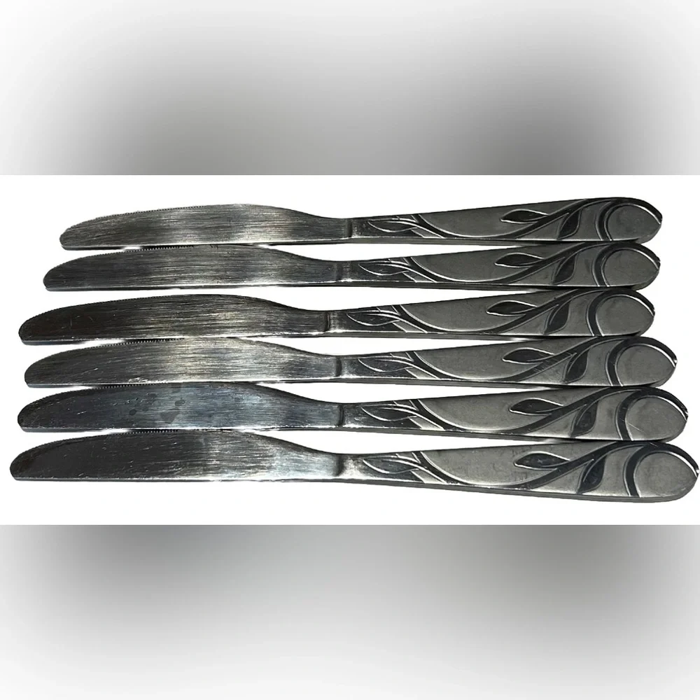 Cambridge Zehira Frost 18/0 Stainless Dinner Knives Set 6 Replacement Flatware